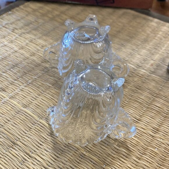 A vintage decorative footed glass cream and sugar set